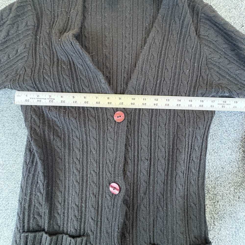 CL Carole Little Cardigan Sweater Women Large Black Cable Knit Button Front - Picture 4 of 7